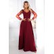 Rochie eleganta lunga burgundy vaporoasa cu maneca lunga Lorretta 2 - jojofashion.ro