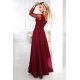 Rochie eleganta lunga burgundy vaporoasa cu maneca lunga Lorretta 3 - jojofashion.ro