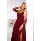 Rochie eleganta lunga burgundy vaporoasa cu maneca lunga Lorretta 5 - jojofashion.ro