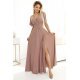 Rochie eleganta lunga cappuccino din brocard petrecuta Kasandra 2 - jojofashion.ro