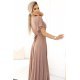 Rochie eleganta lunga cappuccino din brocard petrecuta Kasandra 4 - jojofashion.ro