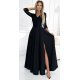 Rochie eleganta lunga neagra cu dantela pe bust cu maneca trei sferturi Allegria 2 - jojofashion.ro