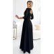 Rochie eleganta lunga neagra cu dantela pe bust cu maneca trei sferturi Allegria 3 - jojofashion.ro