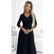 Rochie eleganta lunga neagra cu dantela pe bust cu maneca trei sferturi Allegria 4 - jojofashion.ro