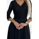 Rochie eleganta lunga neagra cu dantela pe bust cu maneca trei sferturi Allegria 5 - jojofashion.ro