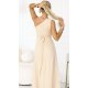 Rochie eleganta lunga cu glitter bej sampanie vaporoasa cu un umar gol Azzurra 6 - jojofashion.ro
