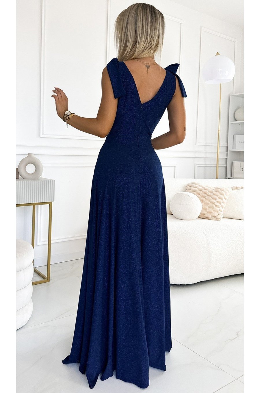 Rochie lunga cu glitter bleumarin navy petrecuta Soranya Rochie lunga cu glitter bleumarin navy petrecuta Soranya 2 - jojofashion.ro