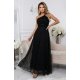 Rochie eleganta lunga cu glitter neagra vaporoasa cu un umar gol Azzurra 4 - jojofashion.ro