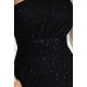 Rochie eleganta lunga cu glitter neagra vaporoasa cu un umar gol Azzurra 5 - jojofashion.ro