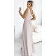 Rochie eleganta lunga, din brocard, bej, petrecuta, Sussan 3 - jojofashion.ro