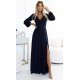 Rochie lunga din brocard bleumarin navy cu maneca lunga Roselia Rochie lunga din brocard bleumarin navy cu maneca lunga Roselia 2 - jojofashion.ro