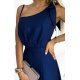 Rochie lunga din brocard bleumarin navy cu un umar gol Heather 6 - jojofashion.ro