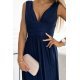 Rochie eleganta lunga, din brocard, bleumarin navy, petrecuta, Sussan 7 - jojofashion.ro