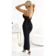 Rochie eleganta lunga neagra din brocard mulata petrecuta CosimaN 3 - jojofashion.ro