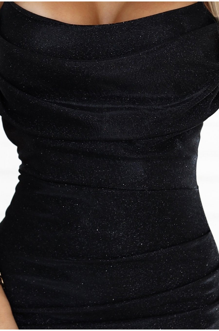 Rochie eleganta lunga neagra din brocard mulata petrecuta CosimaN 5 - jojofashion.ro