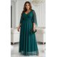 Rochie eleganta lunga din brocard verde cu maneca lunga vaporoasa SheenyN 5 - jojofashion.ro