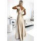 Rochie lunga din satin bej Cristaliza Rochie lunga din satin bej Cristaliza 3 - jojofashion.ro