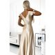 Rochie lunga din satin bej Cristaliza Rochie lunga din satin bej Cristaliza 5 - jojofashion.ro