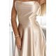 Rochie eleganta lunga, din satin, bej, cu spatele gol si umerii goi, Pearl 7 - jojofashion.ro