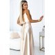 Rochie eleganta lunga, din satin, bej, petrecuta, crapata pe picior, Juliett 5 - jojofashion.ro