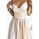 Rochie eleganta lunga, din satin, bej, petrecuta, crapata pe picior, Juliett 6 - jojofashion.ro