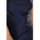Rochie eleganta lunga din satin bleumarin mulata crapata pe picior Caressa 6 - jojofashion.ro