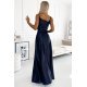 Rochie lunga din satin bleumarin Juliett 3 - jojofashion.ro