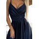 Rochie eleganta lunga, din satin, bleumarin, petrecuta, crapata pe picior, Juliett 7 - jojofashion.ro