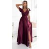 Rochie lunga din satin burgundy Cristaliza