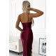 Rochie eleganta lunga, din satin, burgundy, cu umerii goi si spatele gol, Caressa 5 - jojofashion.ro