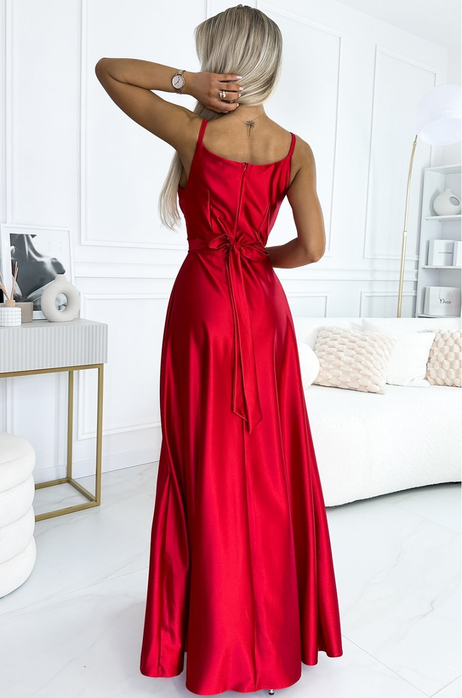 Rochie lunga rosie din satin Juliett Rochie lunga rosie din satin Juliett 2 - jojofashion.ro