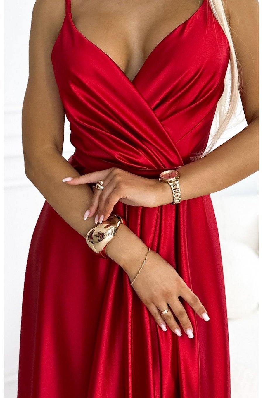 Rochie lunga rosie din satin Juliett Rochie lunga rosie din satin Juliett 6 - jojofashion.ro