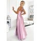 Rochie lunga din satin roz prafuit cu umerii goi Pearl 3 - jojofashion.ro