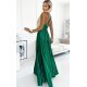 Rochie lunga din satin verde Yessenia 3 - jojofashion.ro