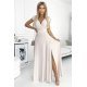 Rochie eleganta lunga, glitter bej, crapata pe picior, Cristaliza 2 - jojofashion.ro