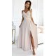 Rochie eleganta lunga din glitter bej Scarlett 2 - jojofashion.ro
