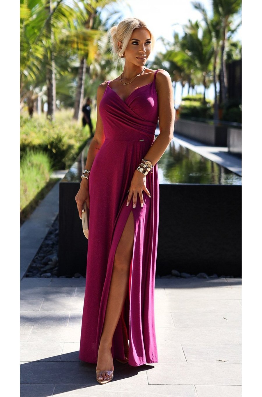 Rochie eleganta lunga din glitter burgundy Scarlett 1 - jojofashion.ro