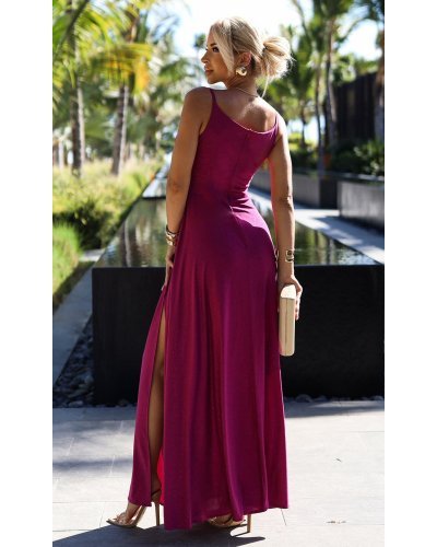 Rochie eleganta lunga din glitter burgundy Scarlett Rochii lungi, Rochie eleganta lunga din glitter burgundy Scarlett - jojofashion.ro