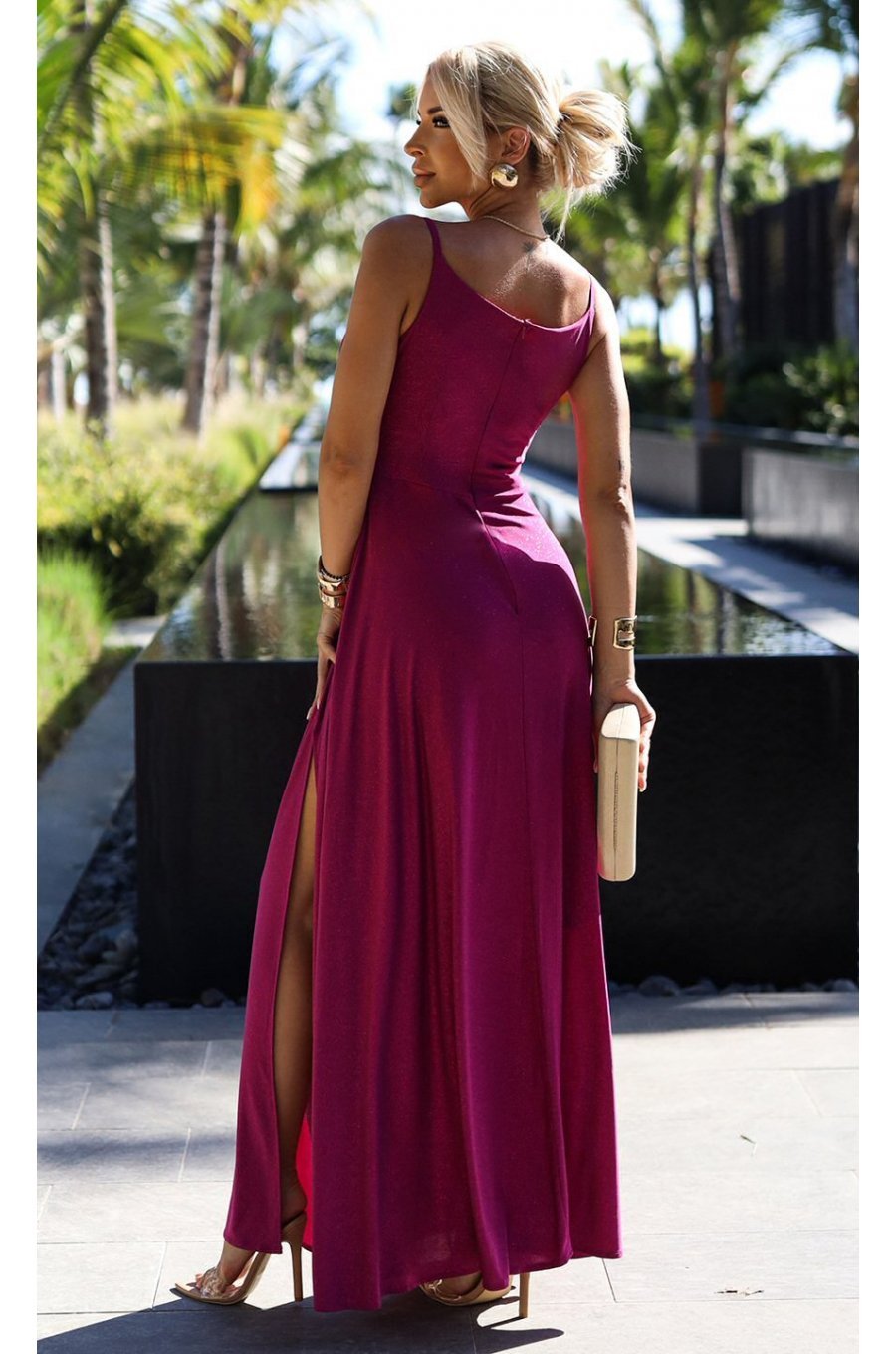 Rochie eleganta lunga din glitter burgundy Scarlett 2 - jojofashion.ro