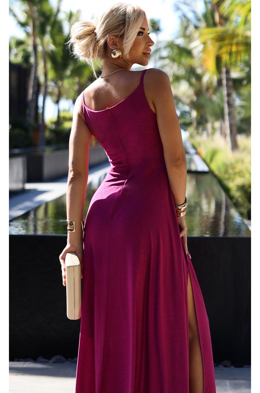 Rochie eleganta lunga din glitter burgundy Scarlett 4 - jojofashion.ro