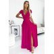 Rochie eleganta lunga, glitter roz fucsia, crapata pe picior, Cristaliza 2 - jojofashion.ro