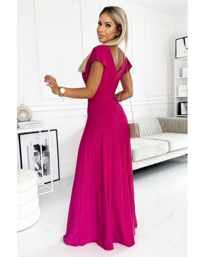 Rochie lunga din glitter roz fucsia Cristaliza Rochii lungi, Rochie lunga din glitter roz fucsia Cristaliza - jojofashion.ro