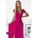 Rochie eleganta lunga, glitter roz fucsia, crapata pe picior, Cristaliza 6 - jojofashion.ro