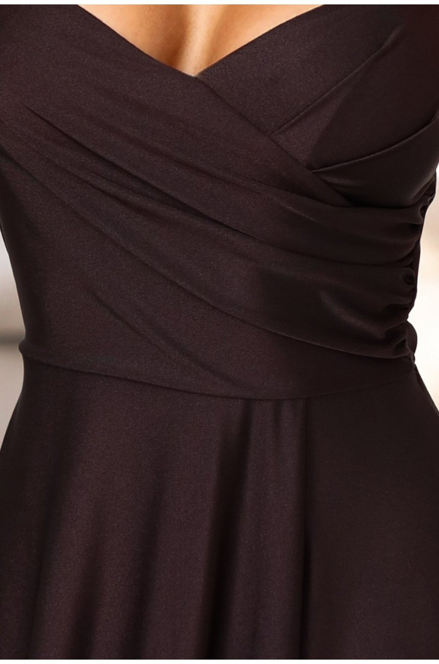 Rochie eleganta lunga maro ciocolata vaporoasa petrecuta MaraN 4 - jojofashion.ro