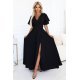Rochie eleganta lunga neagra vaporoasa petrecuta Kasandra 2 - jojofashion.ro