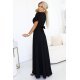 Rochie eleganta lunga neagra vaporoasa petrecuta Kasandra 3 - jojofashion.ro