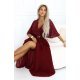 Rochie eleganta lunga rosie-burgundy cu bustul din paiete vaporoasa Elvia 6 - jojofashion.ro