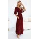 Rochie eleganta lunga rosie-burgundy cu bustul din paiete vaporoasa Elvia 5 - jojofashion.ro