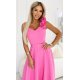 Rochie eleganta lunga roz bombon cu floare pe bust MoniqueW 3 - jojofashion.ro