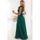 Rochie eleganta lunga verde cu floare pe bust MoniqueW 3 - jojofashion.ro